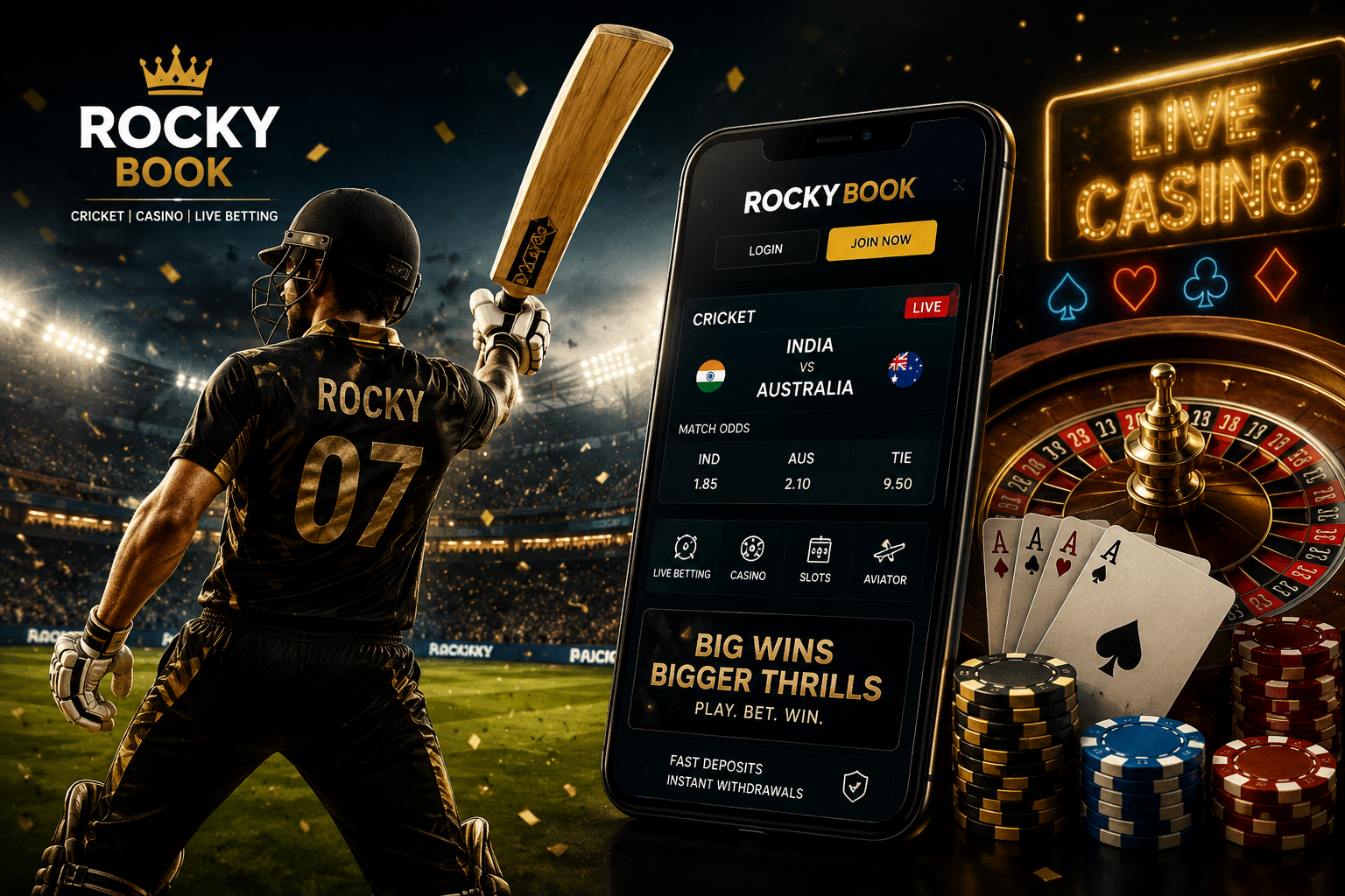 Rocky Book online cricket and casino platform